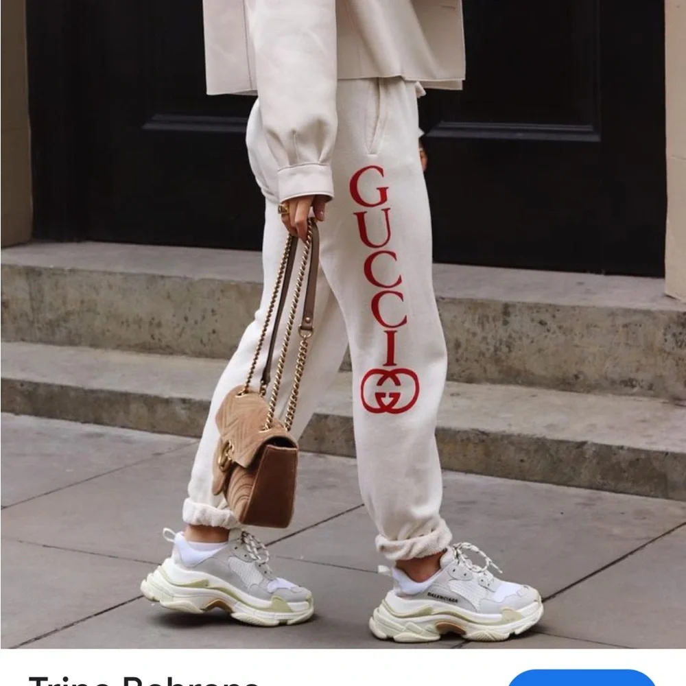 Gucci Beige Joggers with Red Branding - Picture 8 of 8